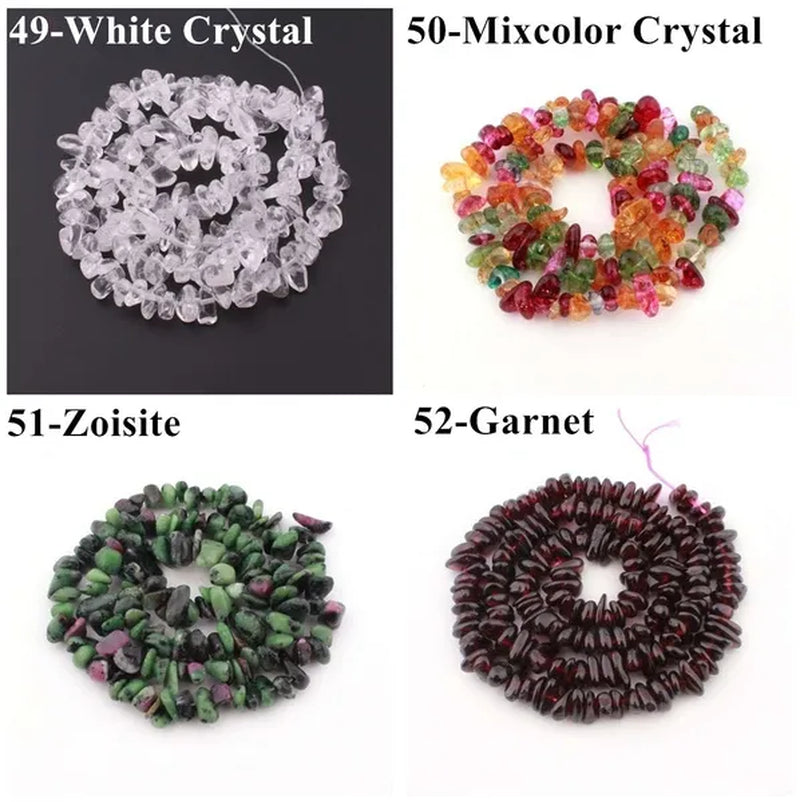 80Kinds 5-8MM natural stone irregular shape free-form chip beads tiger eye amethyst turquoise white crystal red coral Lapis lazuli used for jewelry making DIY bracelet 30"