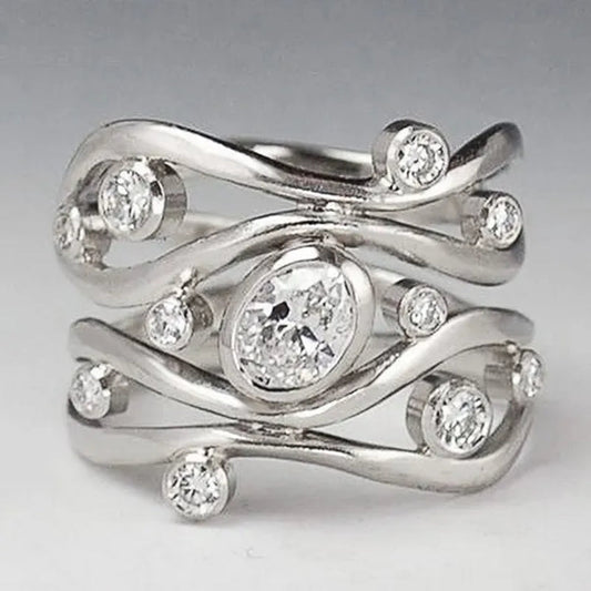 Exquisite Rings Princess Engagement Party Jewelry Bride Wedding Ring Size 5 - 11