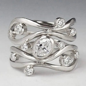 Exquisite Rings Princess Engagement Party Jewelry Bride Wedding Ring Size 5 - 11