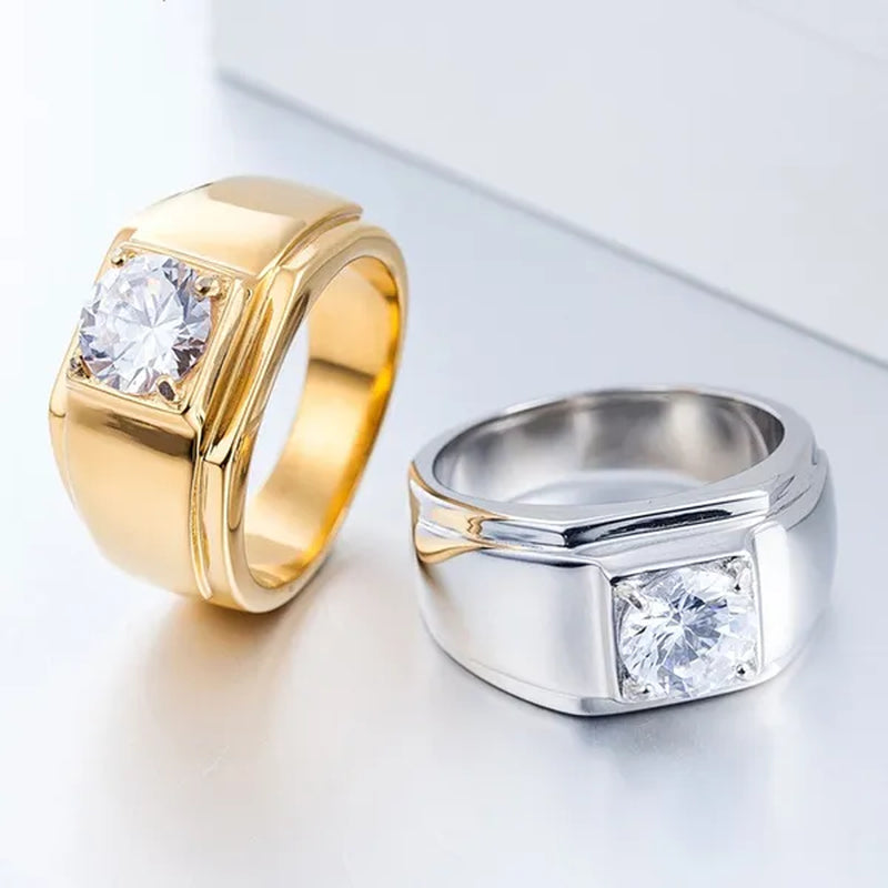 NOVE JEWELRY women men fashion 316L stainless steel charm cubic zirconia cz exquisite ring new elegant engagement & wedding band anniversary gifts silver / gold US Size 7 to 11
