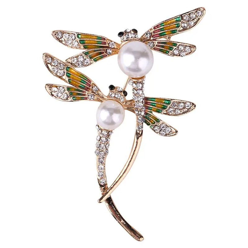 New Classic Painted Dragonfly Shell Pearl Insect Brooch Clothing Accessories Pin Brooches Women Girls Jewelry Gifts  65X50X20mm