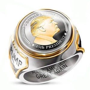 President Trump Ring,Gold Platedmens Ring,Handmade Ring,Hip Hop Ring ,Mens Band Ring,Vintage Mens Ring,Gold Platedhandmade Ring,Elegant Men'S Ring