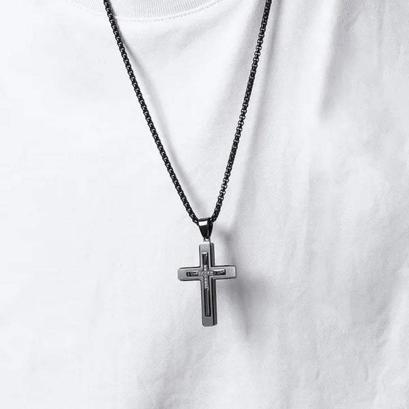 Luxury Fashion Creative Men's Diamond Cross Necklace Diamond Cross Pendant Amulet Pendant Hip-hop Necklace Men's Religious Cross Jewelry Party Anniversary Gift