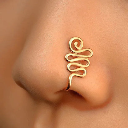 1 PC Crystal Diamond Zircon Star Heart Moon Fake Piercing Nose Ring Copper Spiral Non Piercing Clip on Nose Ring Ear Clips Cuff Fashion Body Jewelry - WORLD TIME VISITS