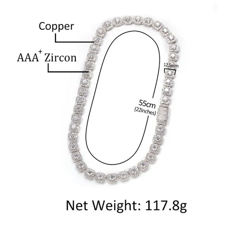 Hip-Hop Copper Inlaid Zircon Crystal Sugar Necklace Hipster Personality Pink Yellow Diamond Necklace for Men and Women with the Same Paragraph