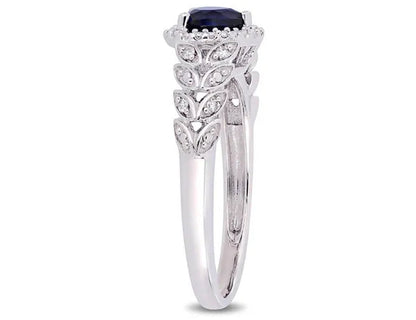 1/2 Carat (ctw) Lab Created Blue Sapphire Heart Promise Ring in 10K White Gold with Diamonds