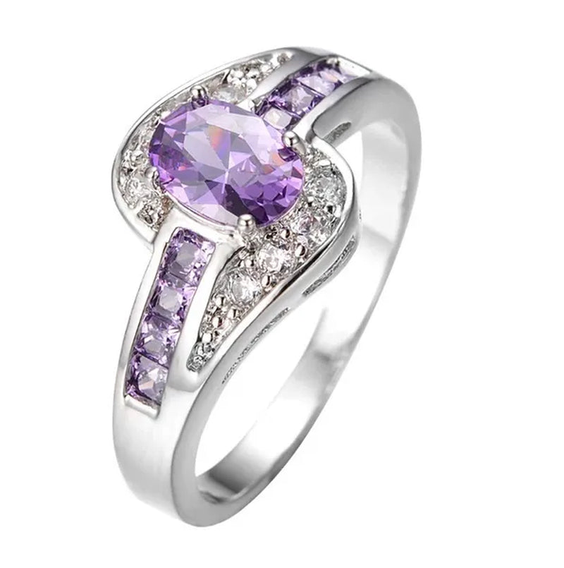 Exquisite Silver Color Natural Sapphire Gemstones Opal Birthstone Bride Princess Wedding Engagement Strange Ring Size 6 7 8 9 10 - WORLD TIME VISITS