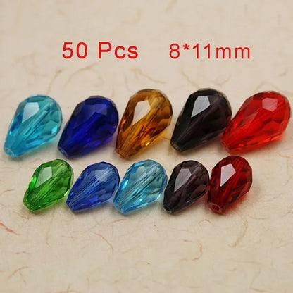 Multi-Color Top Quality Crystal Tear Drop Shape Beads Crystal Glass Beads Loose Spacer round Beads for Jewelry Making