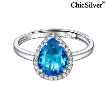ChicSilver Pear Cut Teardrop Birthstone Promise Wedding Band Ring for Her 925 Sterling Silver Gemstone Jewelry for Women