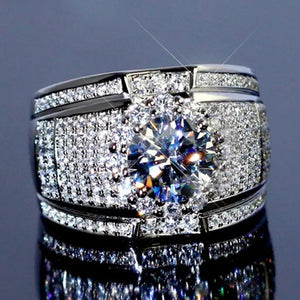 Fashion Luxury Jewelry Silver Plated Cubic Zirconia Men's Rings Women's Rings Wedding Engagement Anniversary Gift Ring Size US 5-13