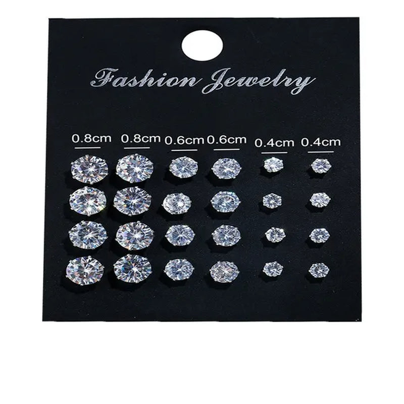 Ladies Fashionsilver Stud Earrings, Ladies Earrings, Ladies Wedding Engagement Valentine'S Day Jewelry Gifts (5 Pairs/Set)