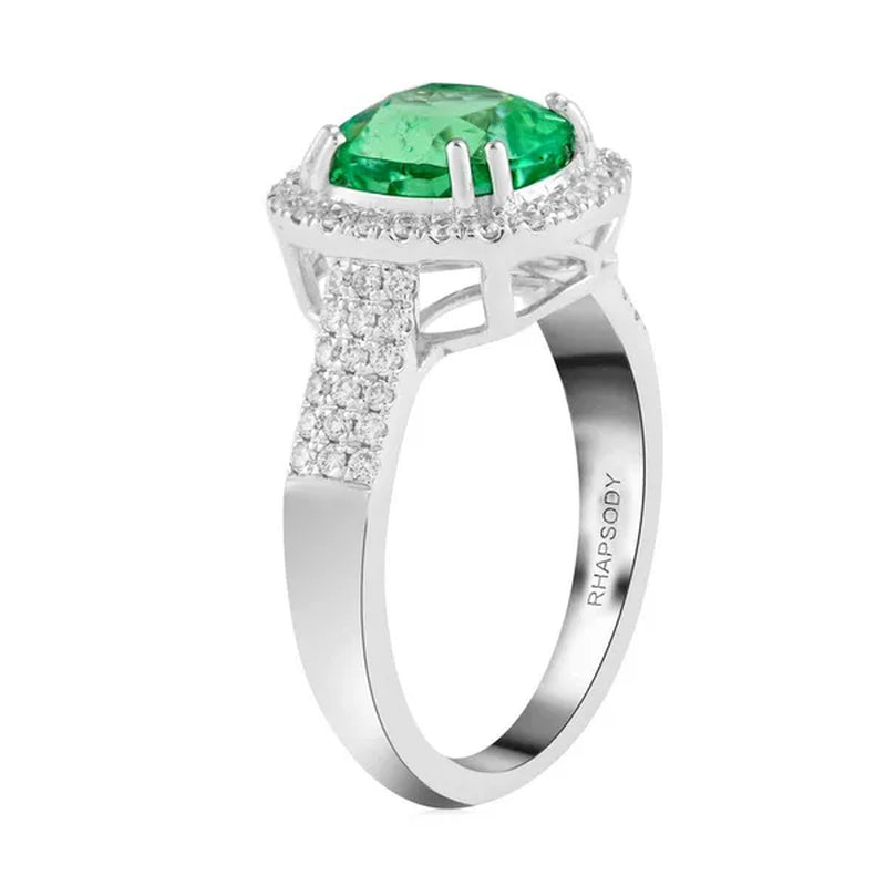 Shop LC RHAPSODY AAAA Emerald White Diamond Cushion 950 White Platinum Halo Ring for Women Ct 2.2 E-F Color VS Clarity Birthday Gifts Engagement Anniversary Wedding Promise