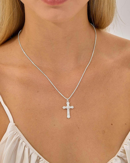 Cross Necklace for Women - 14K Gold/White Gold Plated Simple Dainty Diamond Cross Pendant Necklace with Cubic Zirconia Jewelry Gift for Her
