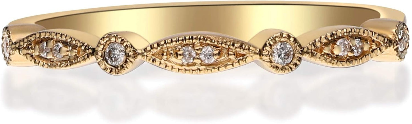 14K Yellow Gold Natural White Diamond Ring for Women | Ethically, Authentically & Organically Sourced (Round-Cut) Shaped Diamond Hand-Crafted Jewelry for Her | Diamond Ring for Women