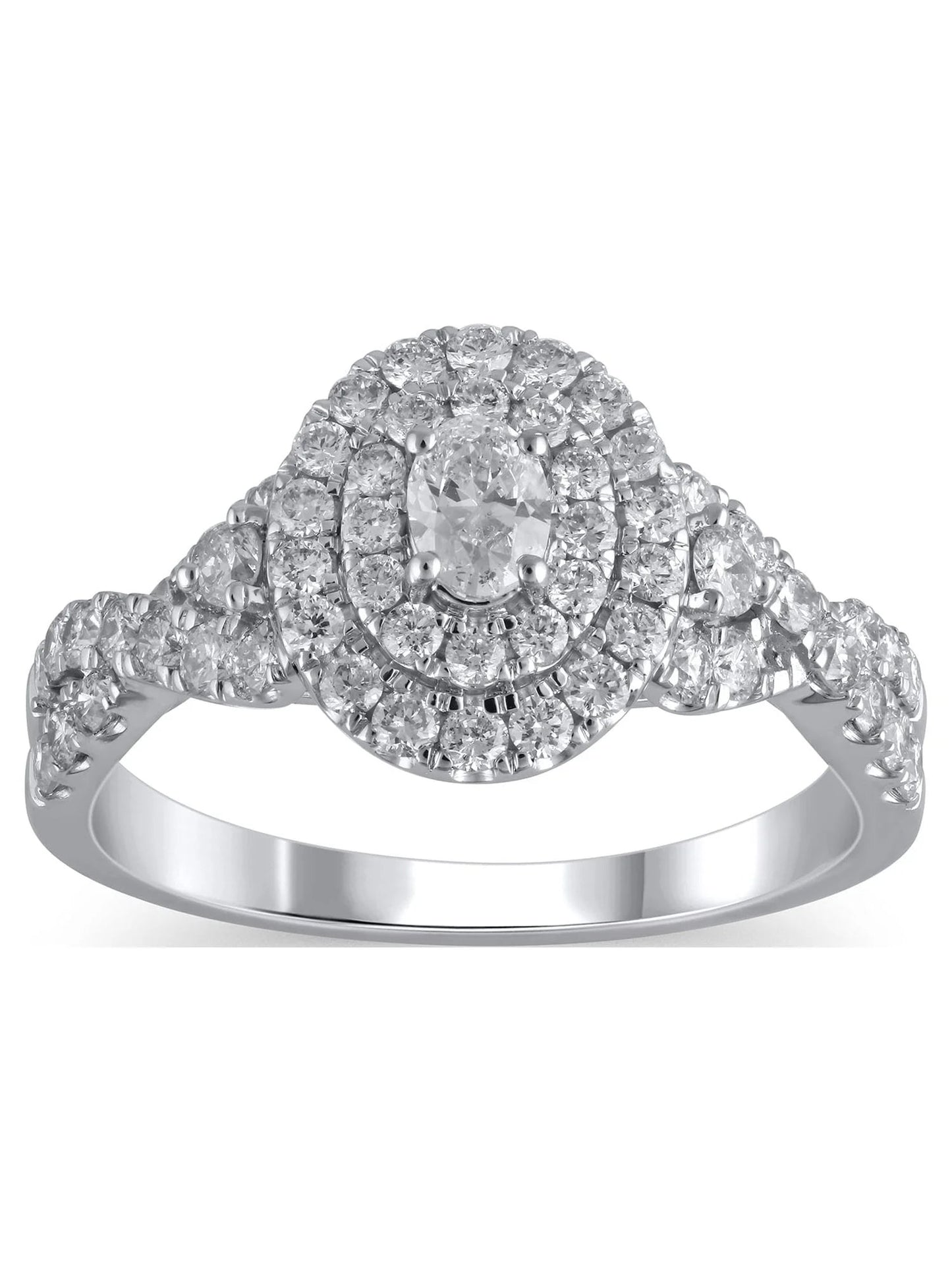 1 Carat T.W. (I2 Clarity, H-I Color)  Oval Cut Diamond Engagement Ring in 10Kt White Gold, Size 7