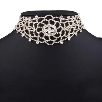 Full Diamond Pendant Necklace Crystal Rhinestone Choker Collar Women Wedding Jewelry