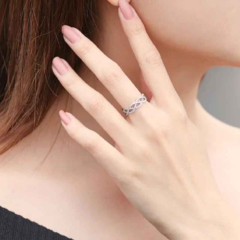 Fashion 925 Sterling Silver Twist Ring White Sapphire Diamond Wedding Band Female Bride Proposal Engagement Party Jewelry Anniversary Gift - WORLD TIME VISITS
