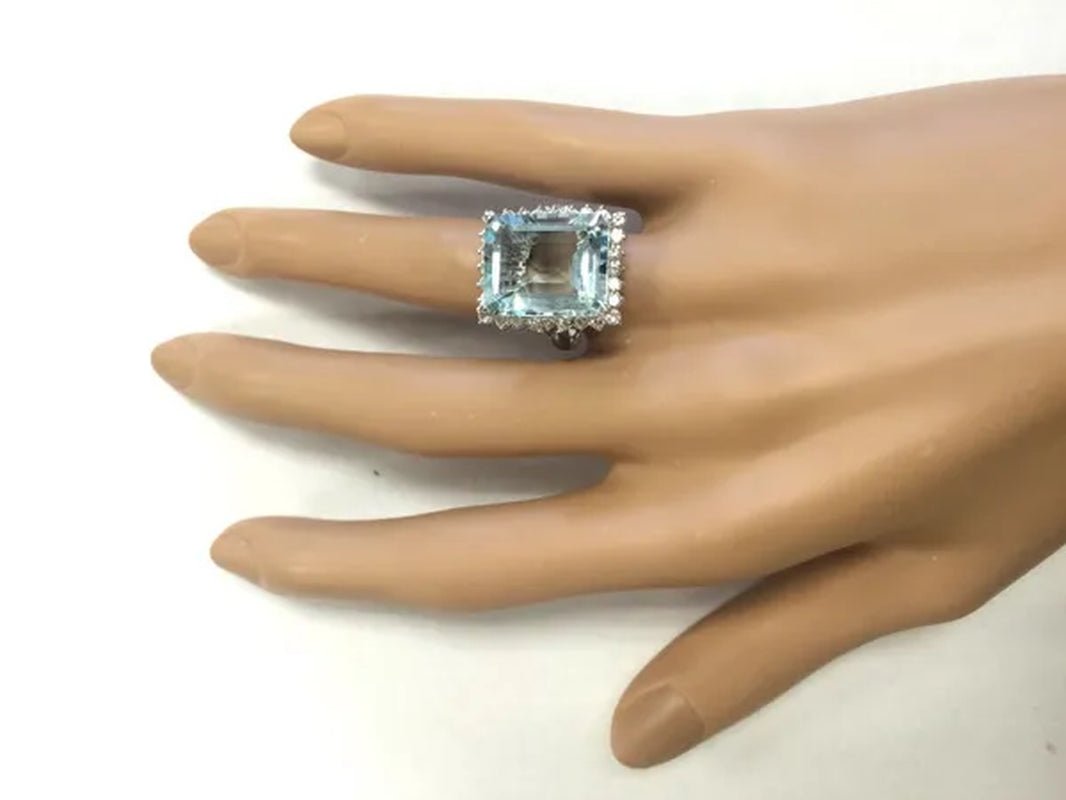 Fashion 9.36CT Natural Aquamarine 925 Sterling Silver Cocktail Ring Size 6 - 10 - WORLD TIME VISITS
