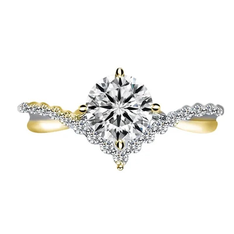 Fashion Accessories Gorgeous 925 Sterling Silver White Sapphire Round Cut Moissanite Diamond Ring Elegant Bride Wedding Jewelry for Women Rings Engagement Anniversary Party Band Gift Size 4 - 12 Bague Femme - WORLD TIME VISITS