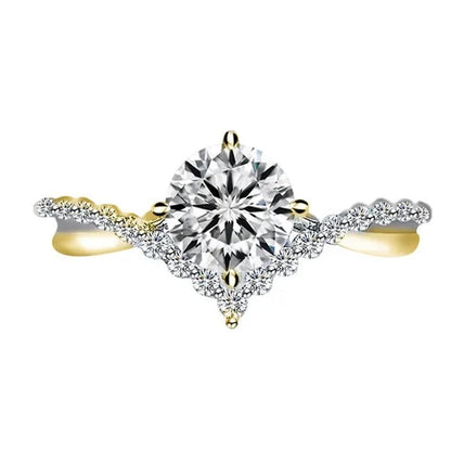 Fashion Accessories Gorgeous 925 Sterling Silver White Sapphire Round Cut Moissanite Diamond Ring Elegant Bride Wedding Jewelry for Women Rings Engagement Anniversary Party Band Gift Size 4 - 12 Bague Femme - WORLD TIME VISITS