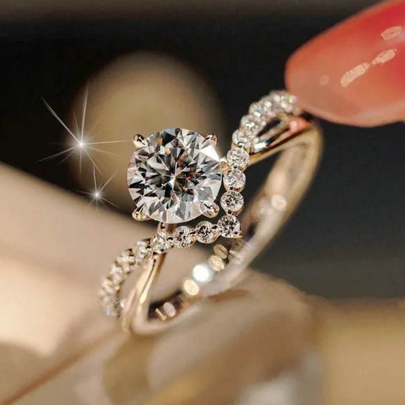 Fashion Accessories Gorgeous 925 Sterling Silver White Sapphire Round Cut Moissanite Diamond Ring Elegant Bride Wedding Jewelry for Women Rings Engagement Anniversary Party Band Gift Size 4 - 12 Bague Femme - WORLD TIME VISITS