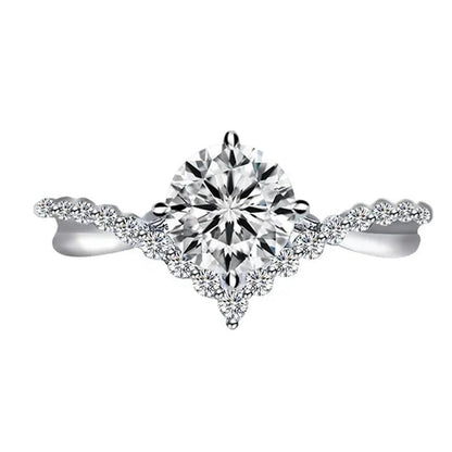 Fashion Accessories Gorgeous 925 Sterling Silver White Sapphire Round Cut Moissanite Diamond Ring Elegant Bride Wedding Jewelry for Women Rings Engagement Anniversary Party Band Gift Size 4 - 12 Bague Femme - WORLD TIME VISITS
