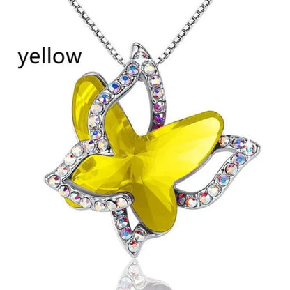Fashion Crystal Butterfly Necklace Zircon Hollow Out Butterfly Pendant Engagement Necklaces for Women Insect Butterfly Jewelry Charm Accessories Birthday Party Anniversary Gift - WORLD TIME VISITS