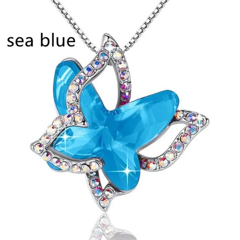 Fashion Crystal Butterfly Necklace Zircon Hollow Out Butterfly Pendant Engagement Necklaces for Women Insect Butterfly Jewelry Charm Accessories Birthday Party Anniversary Gift - WORLD TIME VISITS