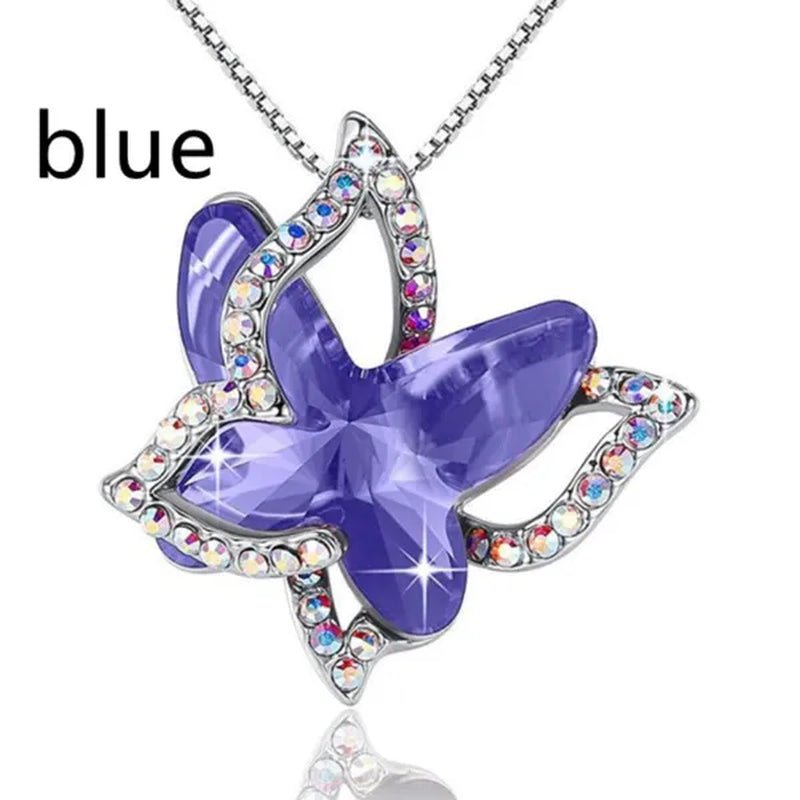 Fashion Crystal Butterfly Necklace Zircon Hollow Out Butterfly Pendant Engagement Necklaces for Women Insect Butterfly Jewelry Charm Accessories Birthday Party Anniversary Gift - WORLD TIME VISITS