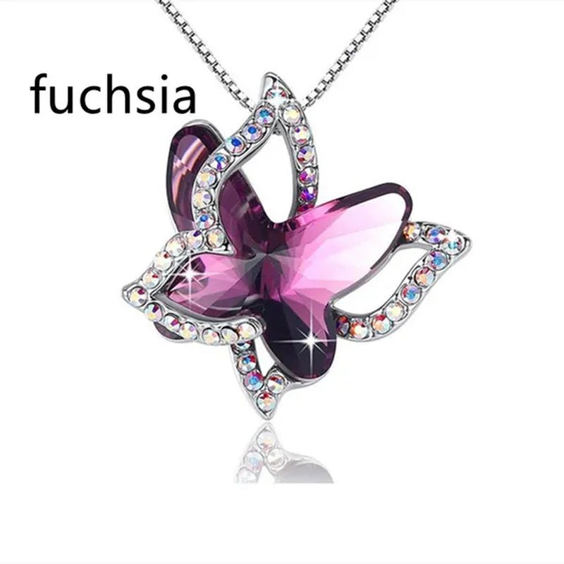 Fashion Crystal Butterfly Necklace Zircon Hollow Out Butterfly Pendant Engagement Necklaces for Women Insect Butterfly Jewelry Charm Accessories Birthday Party Anniversary Gift - WORLD TIME VISITS