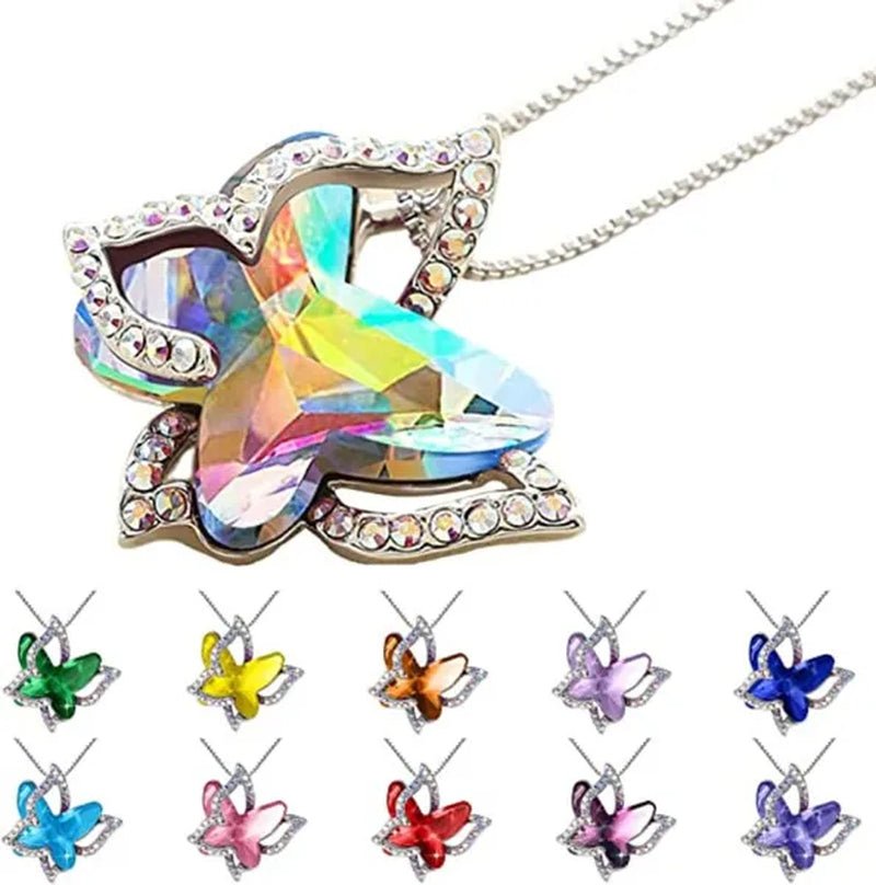 Fashion Crystal Butterfly Necklace Zircon Hollow Out Butterfly Pendant Engagement Necklaces for Women Insect Butterfly Jewelry Charm Accessories Birthday Party Anniversary Gift - WORLD TIME VISITS
