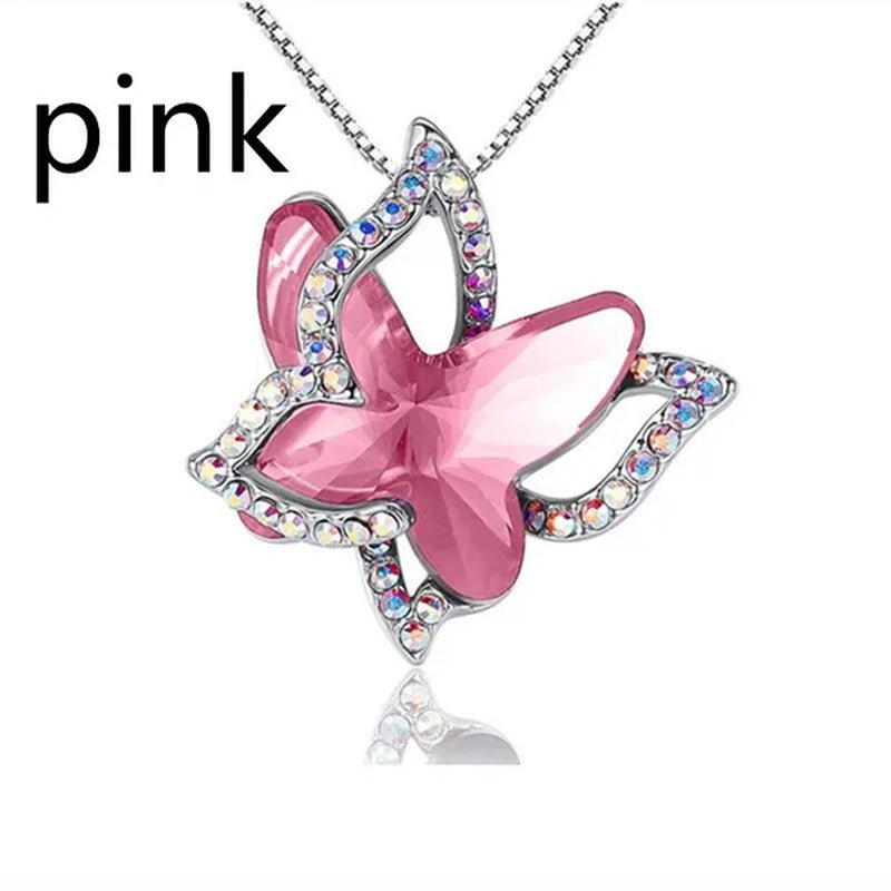 Fashion Crystal Butterfly Necklace Zircon Hollow Out Butterfly Pendant Engagement Necklaces for Women Insect Butterfly Jewelry Charm Accessories Birthday Party Anniversary Gift - WORLD TIME VISITS