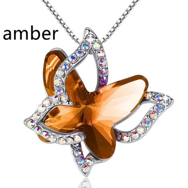 Fashion Crystal Butterfly Necklace Zircon Hollow Out Butterfly Pendant Engagement Necklaces for Women Insect Butterfly Jewelry Charm Accessories Birthday Party Anniversary Gift - WORLD TIME VISITS