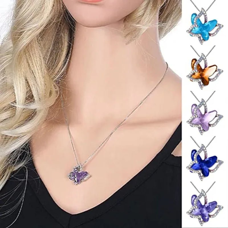 Fashion Crystal Butterfly Necklace Zircon Hollow Out Butterfly Pendant Engagement Necklaces for Women Insect Butterfly Jewelry Charm Accessories Birthday Party Anniversary Gift - WORLD TIME VISITS