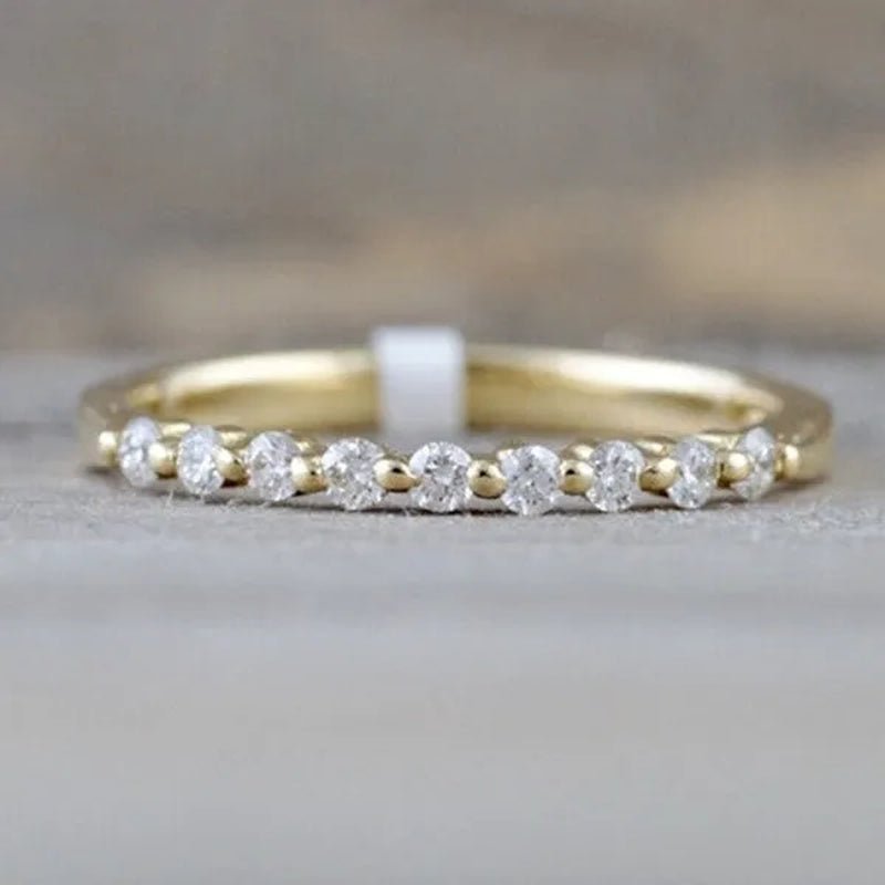 Fashion Half Eternity Zircon Ring Romantic Bride Proposal Engagement Wedding Band Anniversary Gift - WORLD TIME VISITS