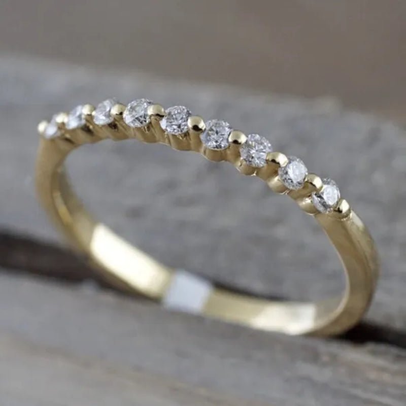 Fashion Half Eternity Zircon Ring Romantic Bride Proposal Engagement Wedding Band Anniversary Gift - WORLD TIME VISITS