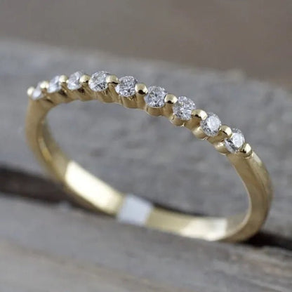 Fashion Half Eternity Zircon Ring Romantic Bride Proposal Engagement Wedding Band Anniversary Gift - WORLD TIME VISITS