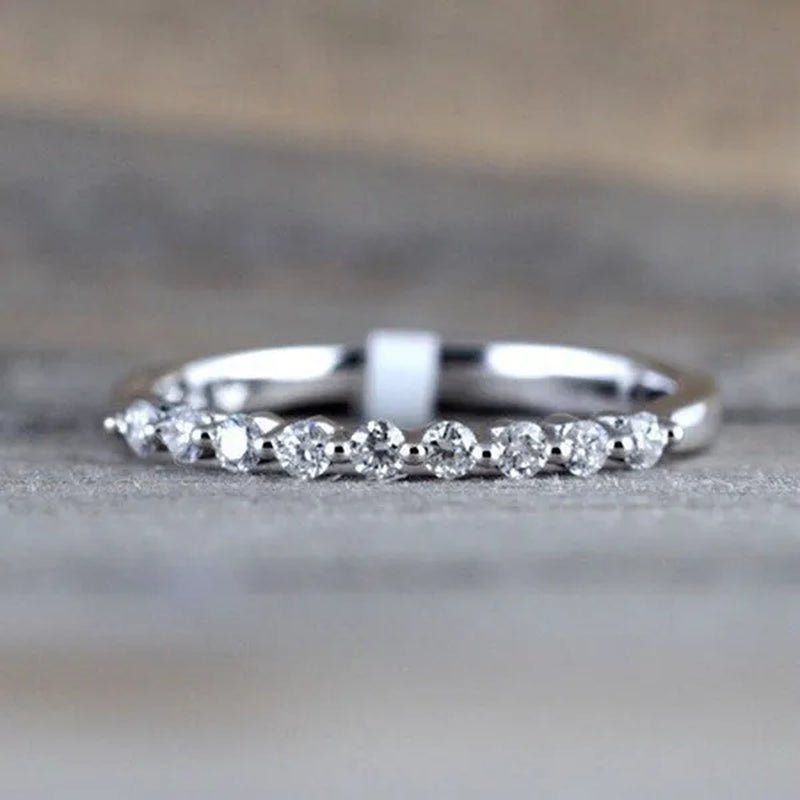 Fashion Half Eternity Zircon Ring Romantic Bride Proposal Engagement Wedding Band Anniversary Gift - WORLD TIME VISITS