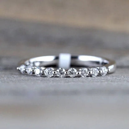 Fashion Half Eternity Zircon Ring Romantic Bride Proposal Engagement Wedding Band Anniversary Gift - WORLD TIME VISITS
