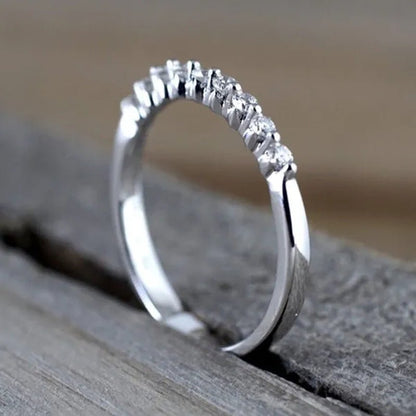Fashion Half Eternity Zircon Ring Romantic Bride Proposal Engagement Wedding Band Anniversary Gift - WORLD TIME VISITS