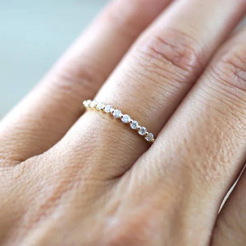 Fashion Half Eternity Zircon Ring Romantic Bride Proposal Engagement Wedding Band Anniversary Gift - WORLD TIME VISITS