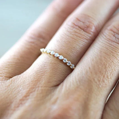 Fashion Half Eternity Zircon Ring Romantic Bride Proposal Engagement Wedding Band Anniversary Gift - WORLD TIME VISITS