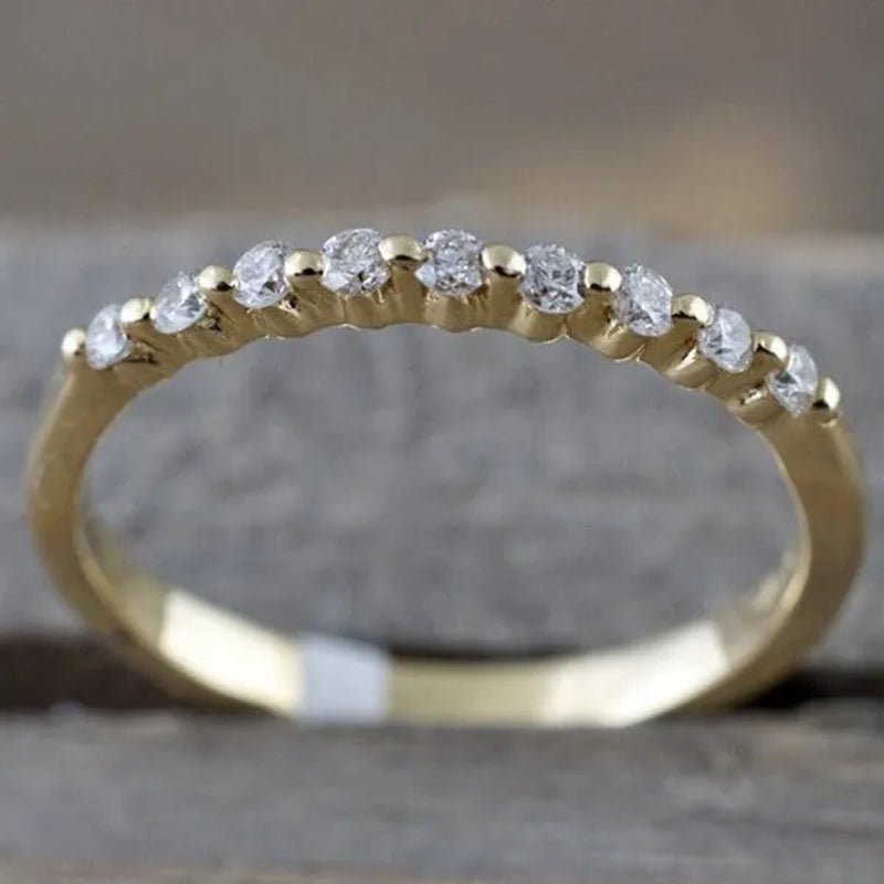 Fashion Half Eternity Zircon Ring Romantic Bride Proposal Engagement Wedding Band Anniversary Gift - WORLD TIME VISITS