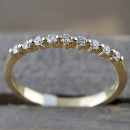 Fashion Half Eternity Zircon Ring Romantic Bride Proposal Engagement Wedding Band Anniversary Gift - WORLD TIME VISITS