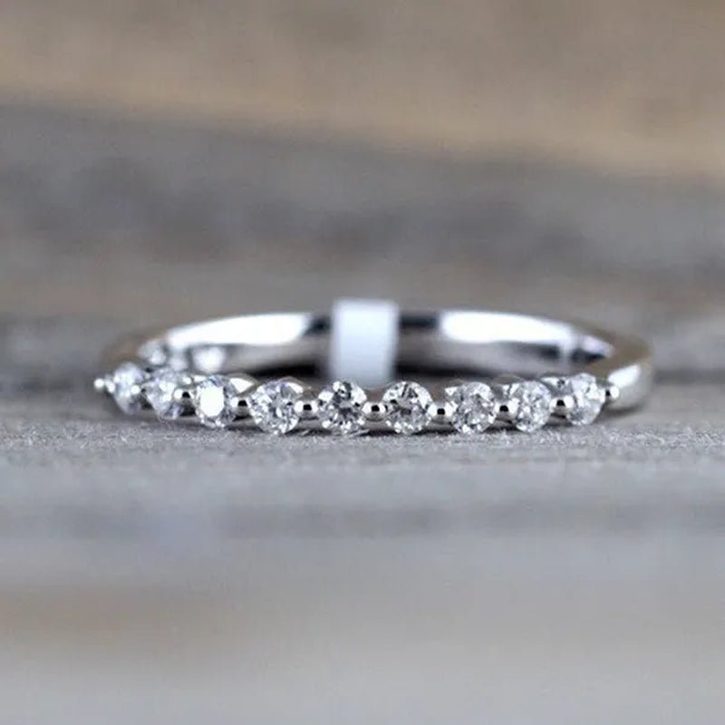 Fashion Half Eternity Zircon Ring Romantic Bride Proposal Engagement Wedding Band Anniversary Gift - WORLD TIME VISITS