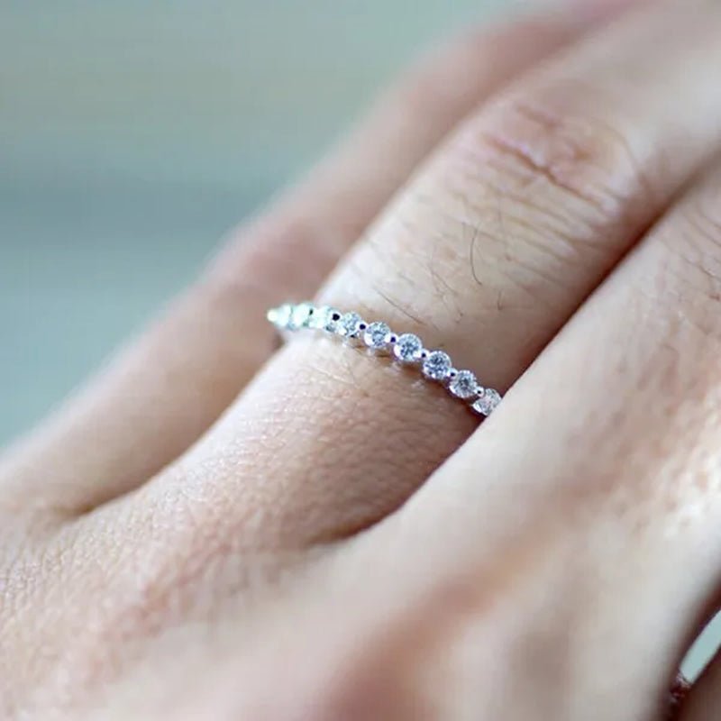 Fashion Half Eternity Zircon Ring Romantic Bride Proposal Engagement Wedding Band Anniversary Gift - WORLD TIME VISITS