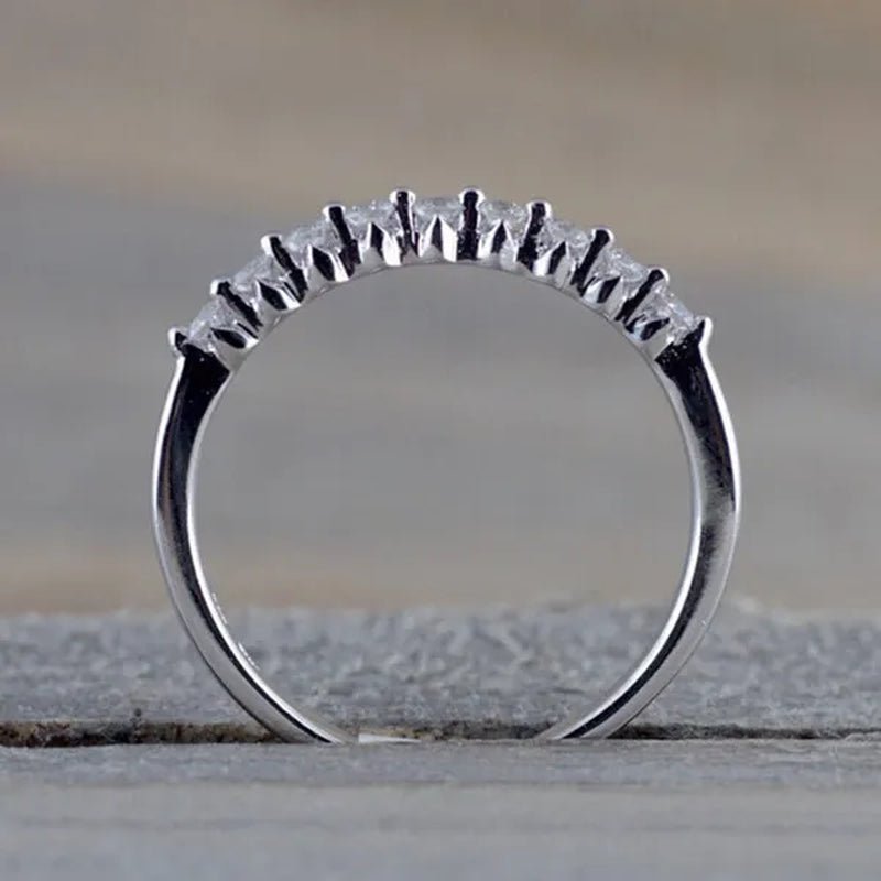Fashion Half Eternity Zircon Ring Romantic Bride Proposal Engagement Wedding Band Anniversary Gift - WORLD TIME VISITS