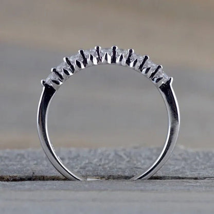 Fashion Half Eternity Zircon Ring Romantic Bride Proposal Engagement Wedding Band Anniversary Gift - WORLD TIME VISITS