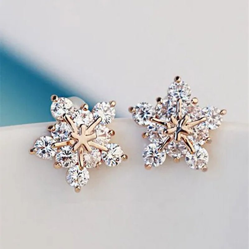 Fashion Lady Creative Diamond Flower Earrings White Snowflake Earrings Engagement Earrings for Women Flower Jewelry Lovely Lady Snowflake Accessories Birthday Anniversary Gift - WORLD TIME VISITS