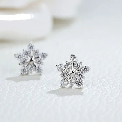 Fashion Lady Creative Diamond Flower Earrings White Snowflake Earrings Engagement Earrings for Women Flower Jewelry Lovely Lady Snowflake Accessories Birthday Anniversary Gift - WORLD TIME VISITS